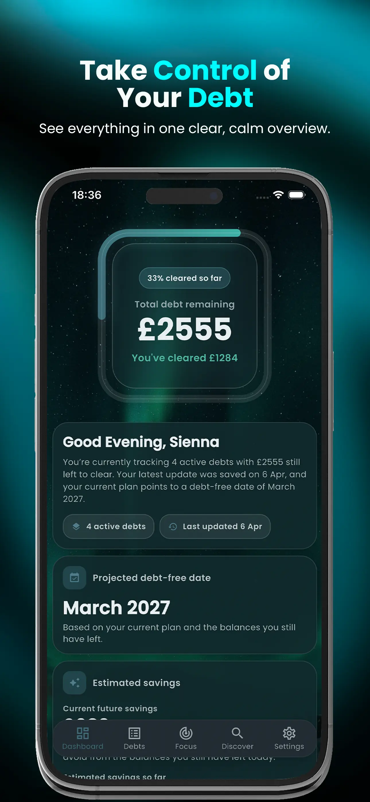 Clear Balance dashboard screenshot