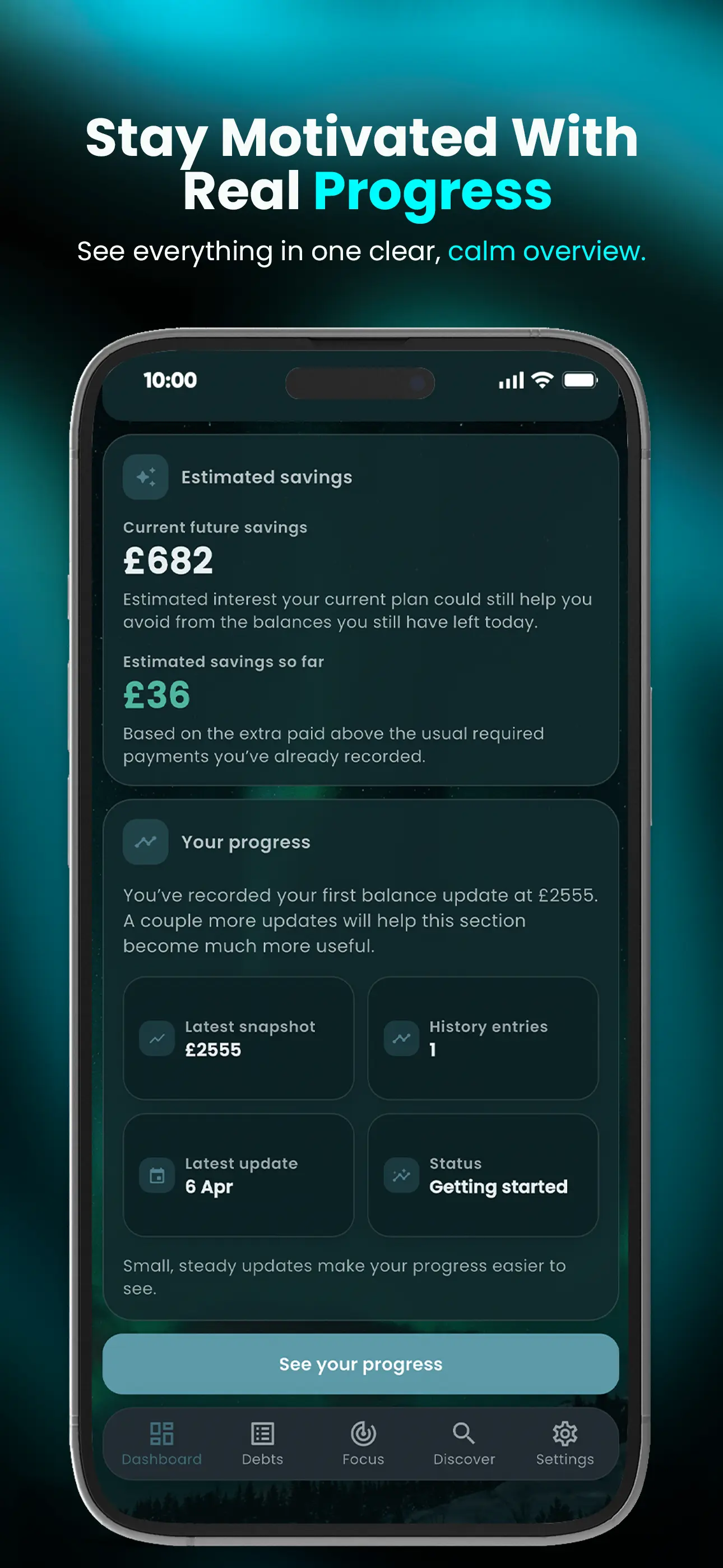 Clear Balance progress screen