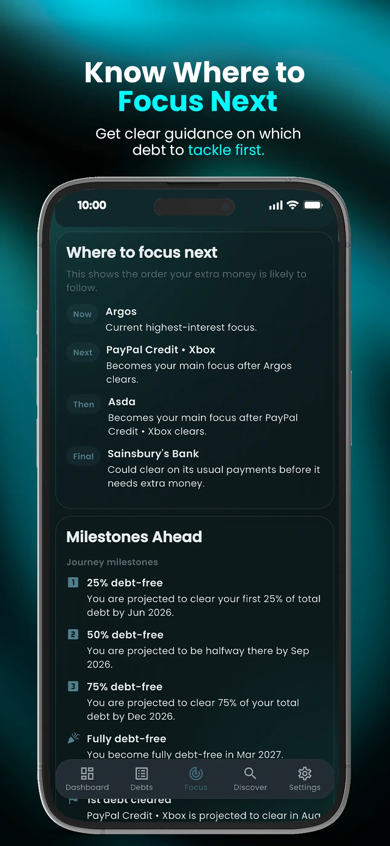 Clear Balance Premium focus order screen